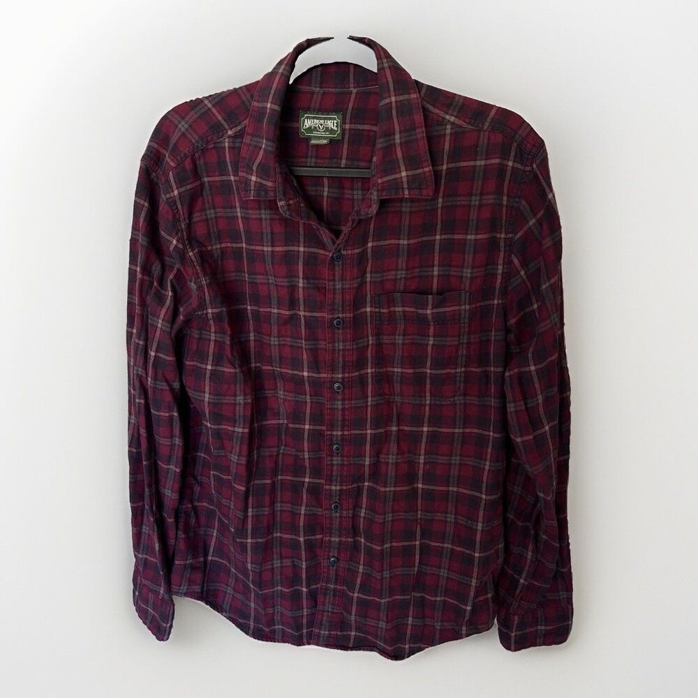 American Eagle Flannel Shirt M Red Plaid